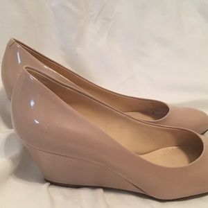 Patent leather wedges